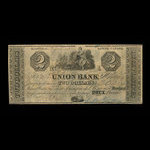 Canada, Union Bank, 2 dollars <br /> 1 août 1838