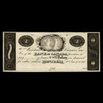 Canada, Bank of Canada, 2 dollars <br /> 1 janvier 1822