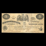 Canada, Macdonald & Company Bankers, 5 dollars <br /> 6 septembre 1863
