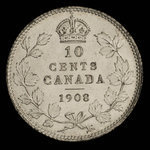 Canada, Édouard VII, 10 cents <br /> 1908
