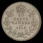 Canada, Georges V, 10 cents <br /> 1914