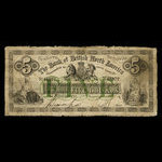 Canada, Bank of British North America, 5 dollars <br /> 4 janvier 1865
