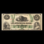 Canada, St. Stephen's Bank, 5 dollars <br /> 1 juillet 1860