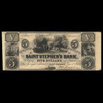 Canada, St. Stephen's Bank, 5 dollars <br /> 1 juin 1852