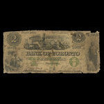 Canada, Bank of Toronto (The), 2 dollars <br /> 2 juillet 1859