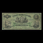 Canada, Union Bank of Canada (The), 5 dollars <br /> 1 juin 1893