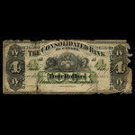 Canada, Consolidated Bank of Canada, 4 dollars <br /> 1 juillet 1876