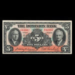 Canada, Dominion Bank, 5 dollars <br /> 2 janvier 1935