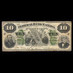 Canada, Federal Bank of Canada, 10 dollars <br /> 1 juillet 1874