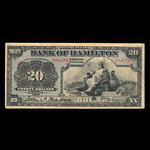 Canada, Bank of Hamilton, 20 dollars <br /> 1 juin 1914