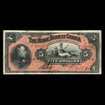 Canada, Home Bank of Canada, 5 dollars <br /> 1 mars 1904