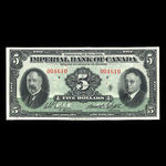 Canada, Imperial Bank of Canada, 5 dollars <br /> 1 novembre 1934