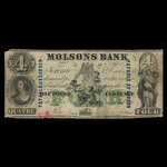 Canada, Molsons Bank, 4 dollars <br /> 1 octobre 1855