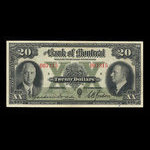 Canada, Banque de Montréal, 20 dollars <br /> 2 janvier 1935