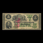 Canada, Royal Canadian Bank, 5 dollars <br /> 1 juillet 1872