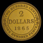 Canada, Victoria, 2 dollars <br /> 1865