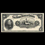 Canada, Home Bank of Canada, 5 dollars <br /> 2 mars 1914