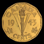 Canada, Georges VI, 5 cents <br /> 1943
