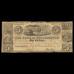Canada, Bank of Fredericton, 5 shillings <br /> 8 mai 1837