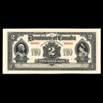 Canada, Dominion du Canada, 2 dollars <br /> 2 janvier 1914