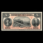 Canada, Dominion du Canada, 5 dollars <br /> 2 juillet 1906