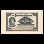 Canada, Dominion du Canada, 5,000 dollars <br /> 2 janvier 1918