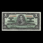Canada, Banque du Canada, 1 dollar <br /> 2 janvier 1937
