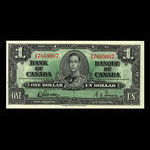 Canada, Banque du Canada, 1 dollar <br /> 2 janvier 1937
