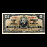 Canada, Banque du Canada, 100 dollars <br /> 2 janvier 1937