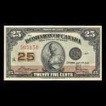 Canada, Dominion du Canada, 25 cents <br /> 2 juillet 1923