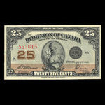 Canada, Dominion du Canada, 25 cents <br /> 2 juillet 1923