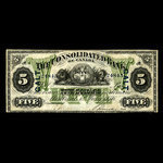 Canada, Consolidated Bank of Canada, 5 dollars <br /> 1 juillet 1876