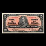 Canada, Banque du Canada, 2 dollars <br /> 2 janvier 1937