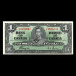 Canada, Banque du Canada, 1 dollar <br /> 2 janvier 1937