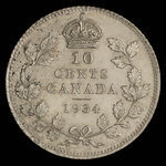 Canada, Georges V, 10 cents <br /> 1934
