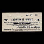 Canada, Village de Ste-Anne de Chicoutimi, 5 cents <br /> 1 février 1940