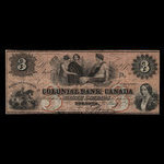 Canada, Colonial Bank of Canada, 3 dollars <br /> 4 mai 1859