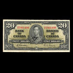 Canada, Banque du Canada, 20 dollars <br /> 2 janvier 1937