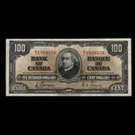 Canada, Banque du Canada, 100 dollars <br /> 2 janvier 1937