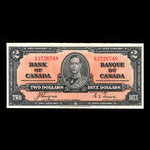 Canada, Banque du Canada, 2 dollars <br /> 2 janvier 1937