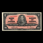 Canada, Banque du Canada, 2 dollars <br /> 2 janvier 1937