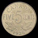 Canada, Georges V, 5 cents <br /> 1926