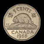 Canada, Élisabeth II, 5 cents <br /> 1955