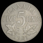 Canada, Georges V, 5 cents <br /> 1931