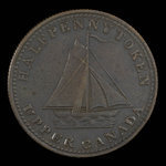 Canada, inconnu, 1/2 penny : 1833