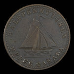 Canada, inconnu, 1/2 penny <br /> 1833