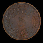 Canada, Gesangverein Teutonia, 5 cents <br /> 1888