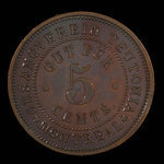 Canada, Gesangverein Teutonia, 5 cents <br /> 1888