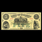 Canada, Bank of Toronto (The), 5 dollars <br /> 1 juillet 1890