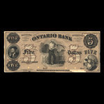 Canada, Ontario Bank, 5 dollars <br /> 15 août 1861